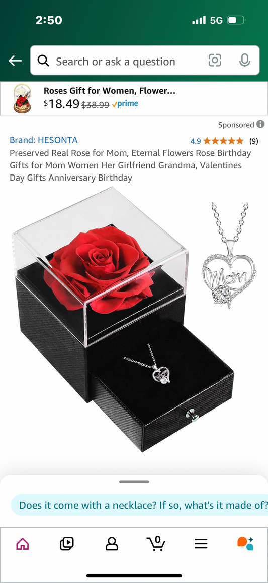 Preserved Real Rose for Mom, Eternal Flowers Rose Birthday Gifts for Mom Women Her Girlfriend Grandma, Valentines Day Gifts Anniversary Birthday, Includes Gift Bag