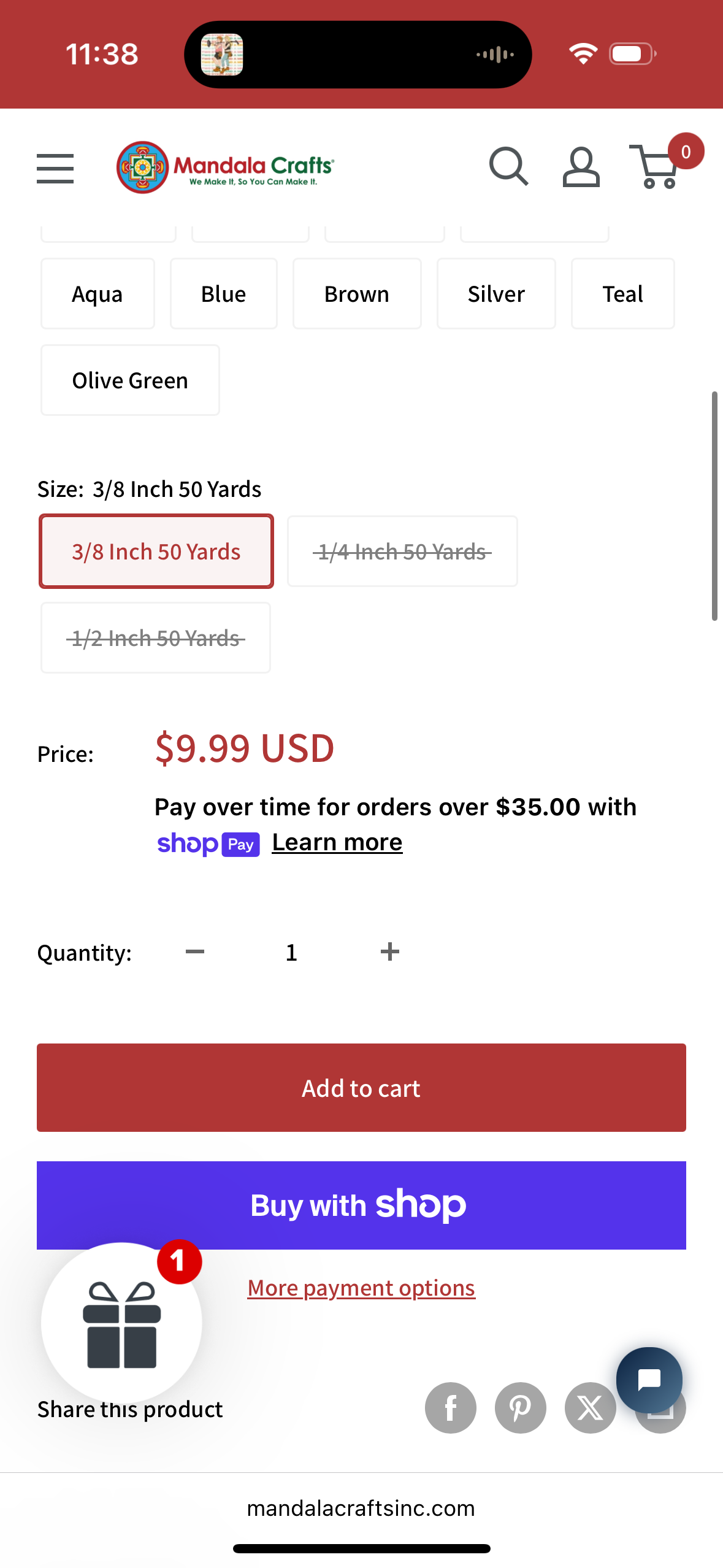 ‼️2 for $3‼️ 3/8 Inch Satin Ribbon for Crafts and Gift Wrapping 50 Yards
