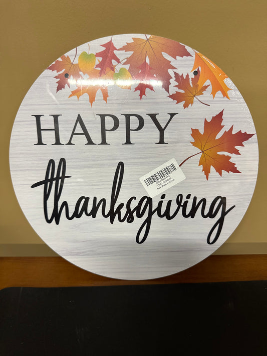 Happy Thanksgiving Sign Circle with Holes and Rope