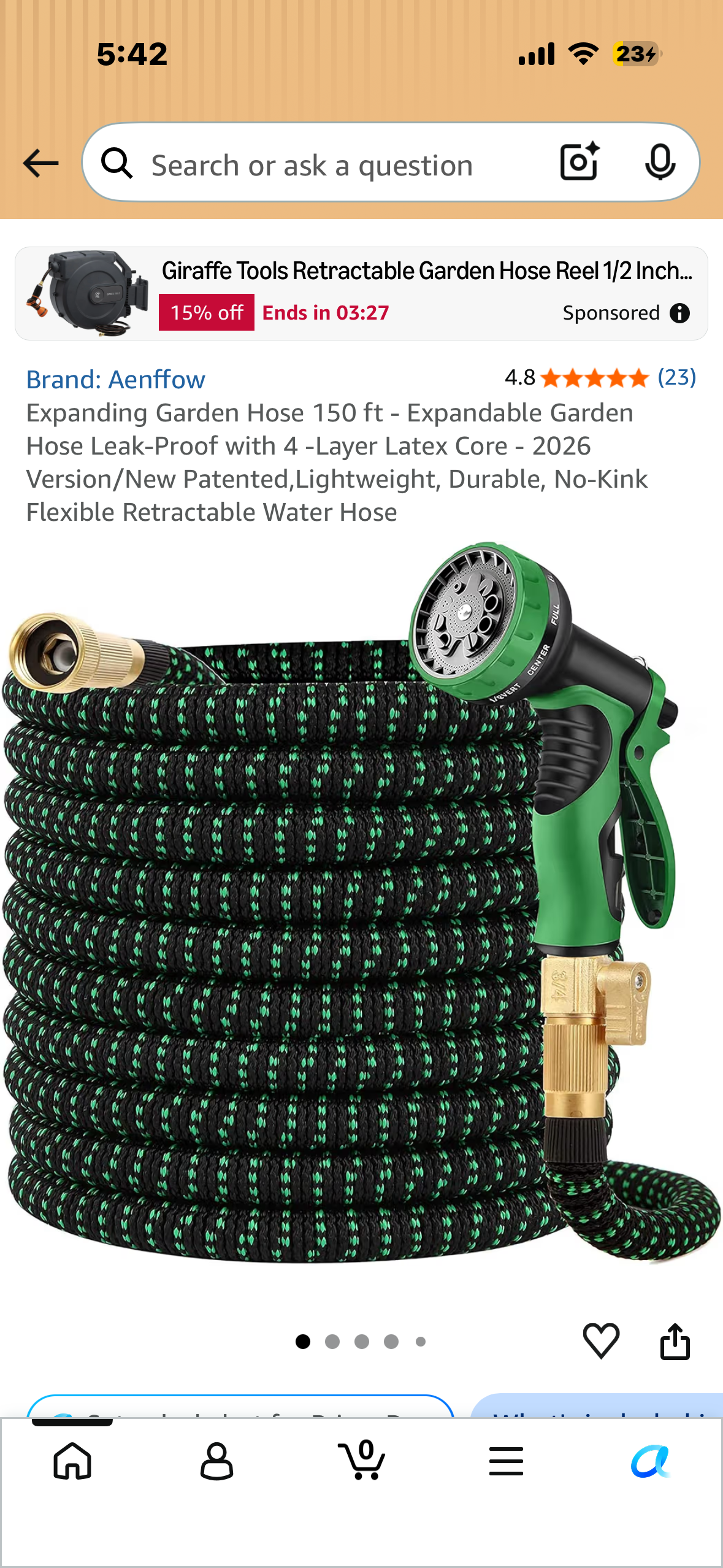 Expanding Garden Hose 150 ft - Expandable Garden Hose Leak-Proof with 4 -Layer Latex Core, Lightweight, Durable, No-Kink Flexible Retractable Water Hose