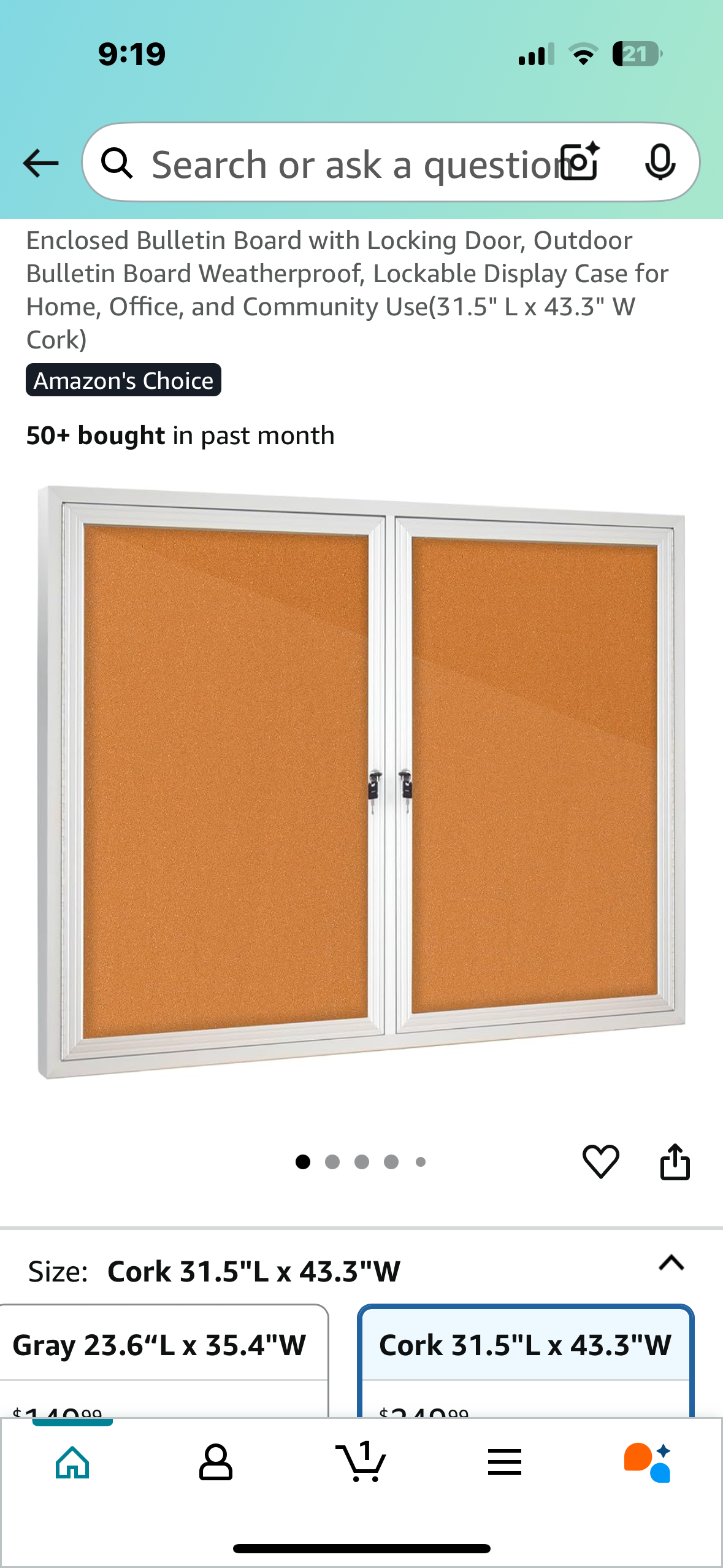 Enclosed Bulletin Board with Locking Door, Outdoor Bulletin Board, Weatherproof, Lockable Display Case for Home, Office, and Community Use(31.5" L x 43.3" W) (Grey Felt) (O441)