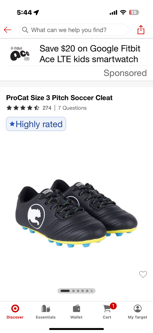Pro Cat Size 3 Pitch Soccer Cleat