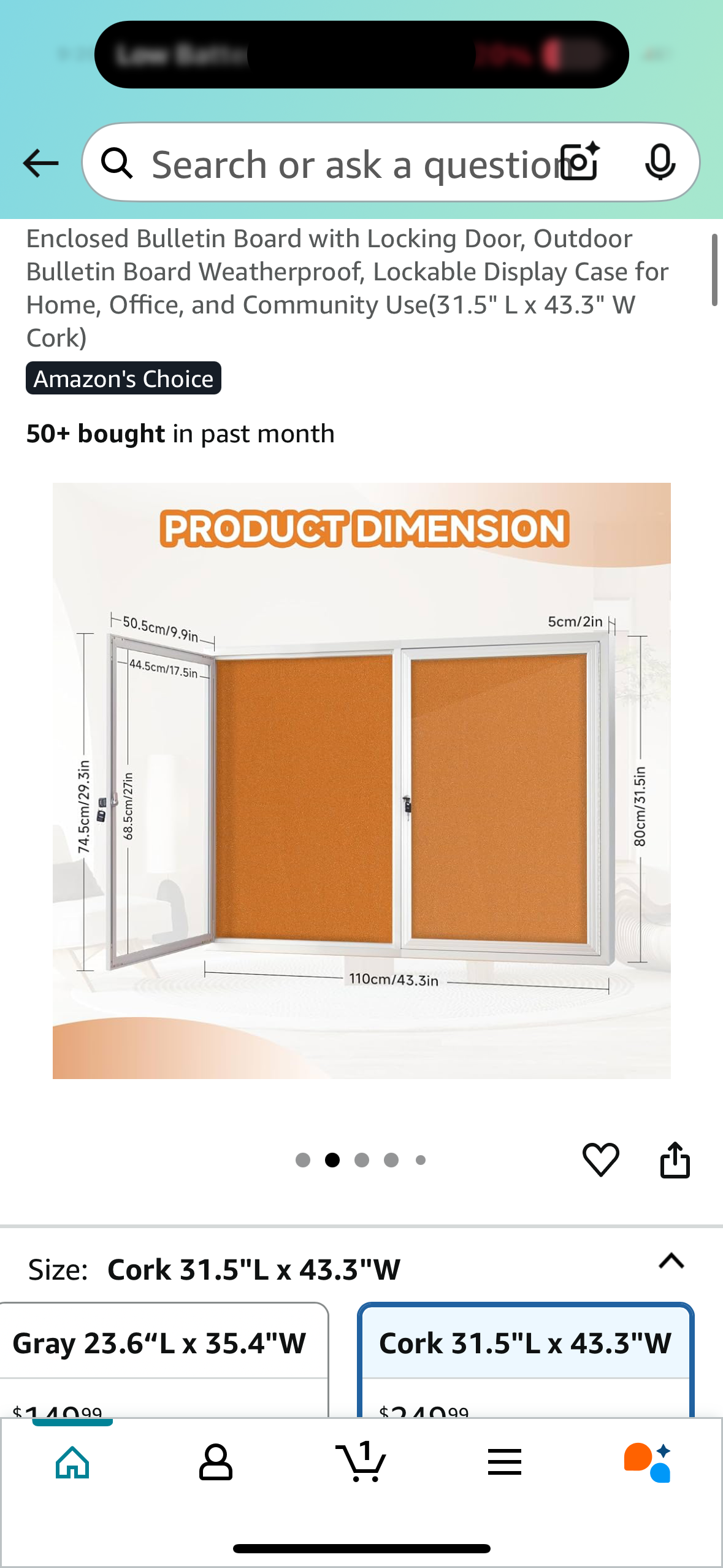 Enclosed Bulletin Board with Locking Door, Outdoor Bulletin Board, Weatherproof, Lockable Display Case for Home, Office, and Community Use(31.5" L x 43.3" W) (Grey Felt) (O441)
