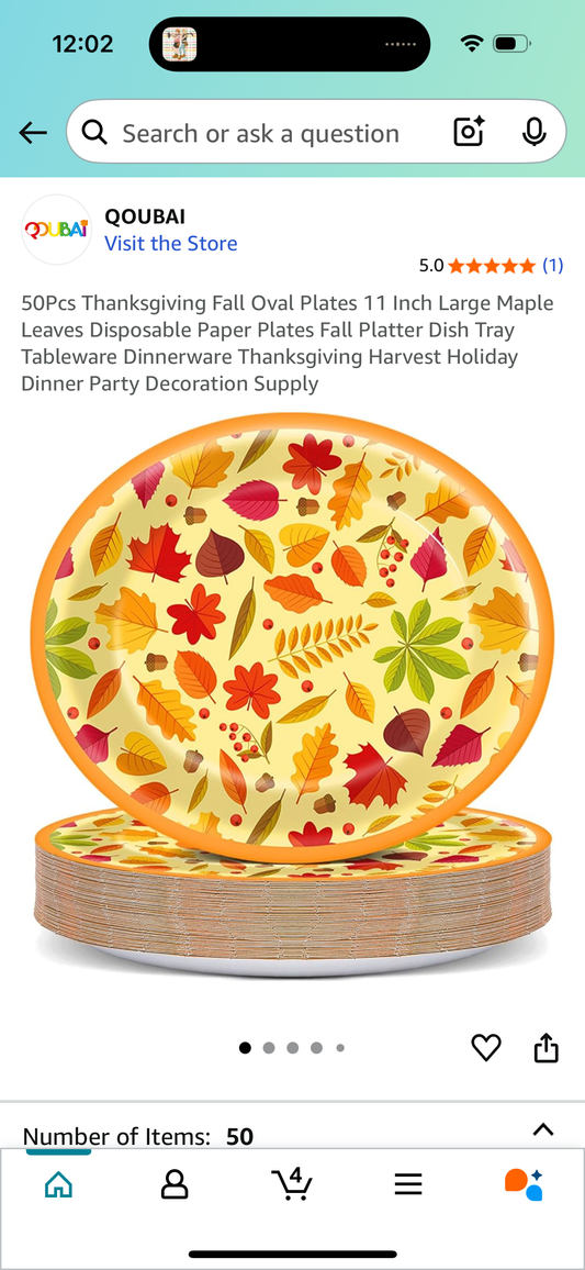 100Pcs Thanksgiving Fall Oval Plates 11 Inch Large Disposable Paper Plates