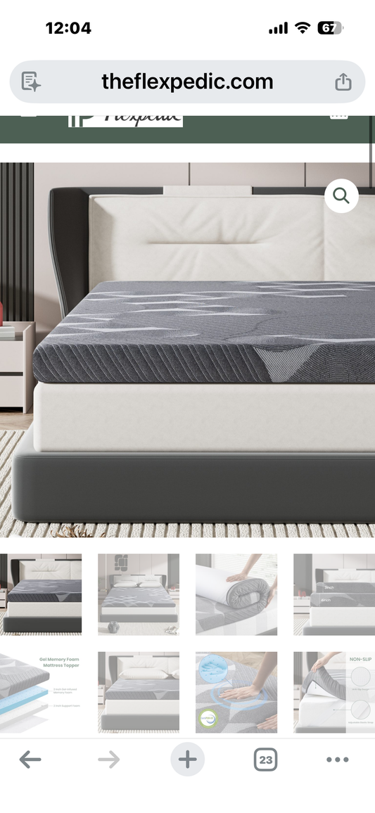 Flexpedic 3 Inch Advanced Cooling Gel Infused Memory Foam Bed Topper for Deep Pain Relief (B1238)