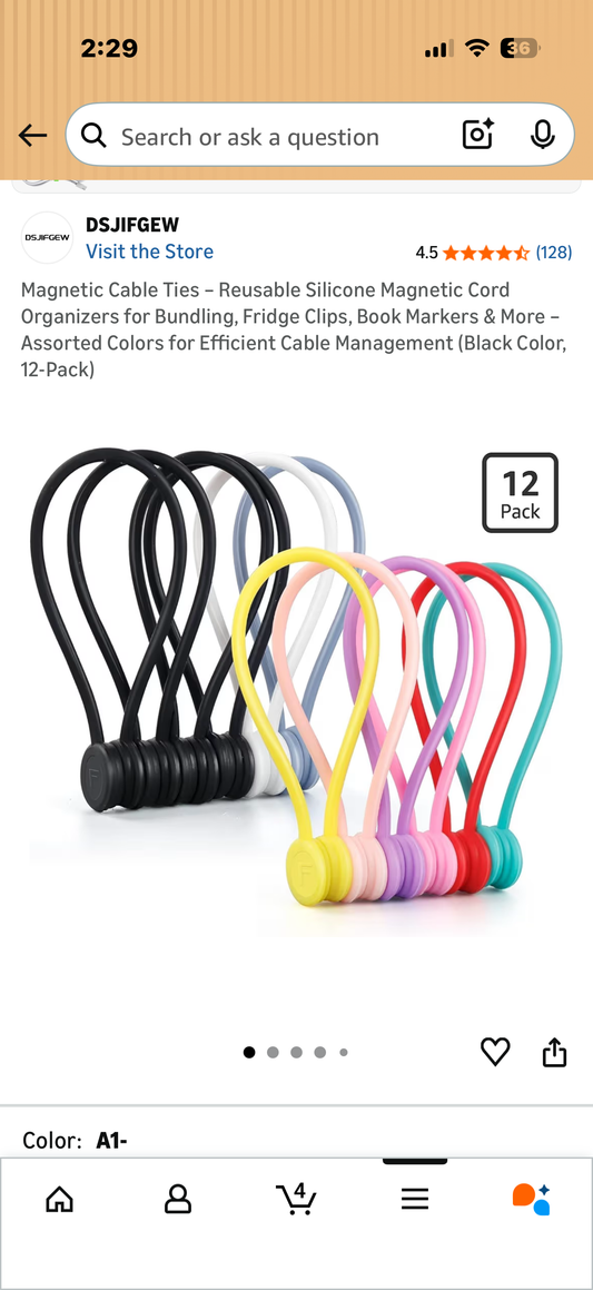 Magnetic Cable Ties – Reusable Silicone Magnetic Cord Organizers for Bundling, Fridge Clips, Book Markers & More – Assorted Colors for Efficient Cable Management (Black Color, 12-Pack)