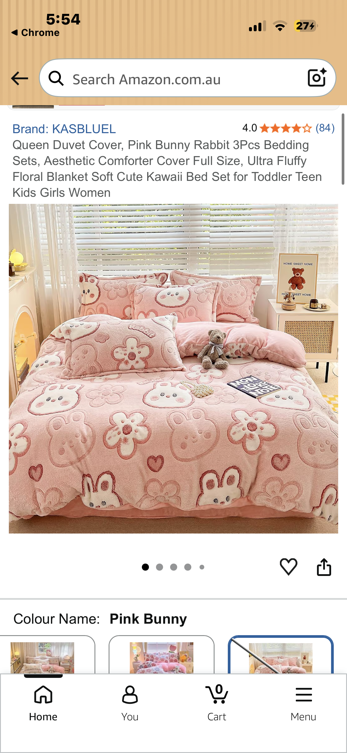 Queen Duvet Cover, Pink Bunny Rabbit 3Pcs Bedding Sets, Aesthetic Comforter Cover Full Size, Ultra Fluffy Floral Blanket Soft Cute Kawaii Bed Set for Toddler Teen Kids Girls Women