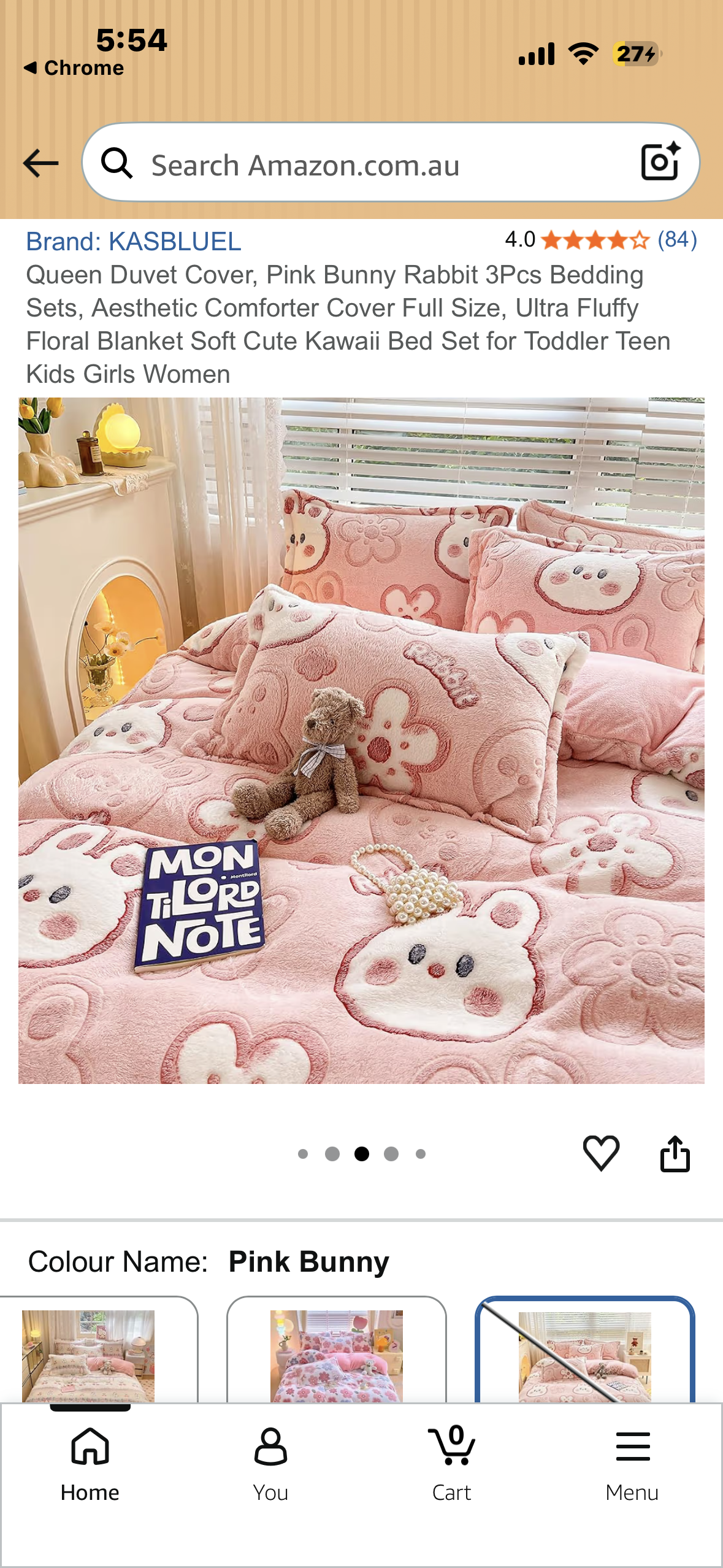 Queen Duvet Cover, Pink Bunny Rabbit 3Pcs Bedding Sets, Aesthetic Comforter Cover Full Size, Ultra Fluffy Floral Blanket Soft Cute Kawaii Bed Set for Toddler Teen Kids Girls Women