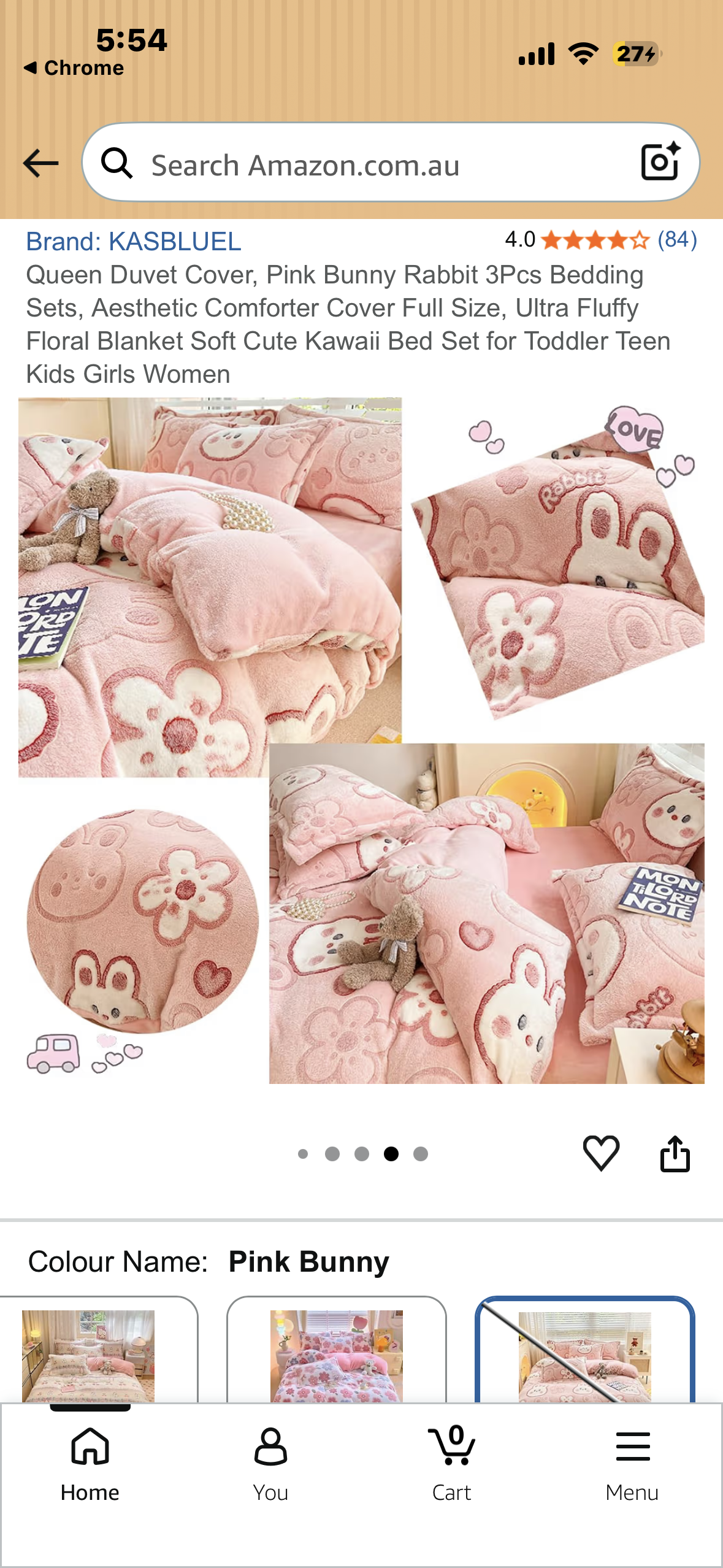 Queen Duvet Cover, Pink Bunny Rabbit 3Pcs Bedding Sets, Aesthetic Comforter Cover Full Size, Ultra Fluffy Floral Blanket Soft Cute Kawaii Bed Set for Toddler Teen Kids Girls Women