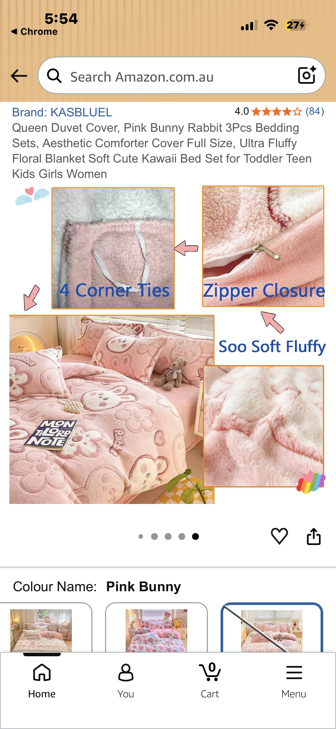 Queen Duvet Cover, Pink Bunny Rabbit 3Pcs Bedding Sets, Aesthetic Comforter Cover Full Size, Ultra Fluffy Floral Blanket Soft Cute Kawaii Bed Set for Toddler Teen Kids Girls Women