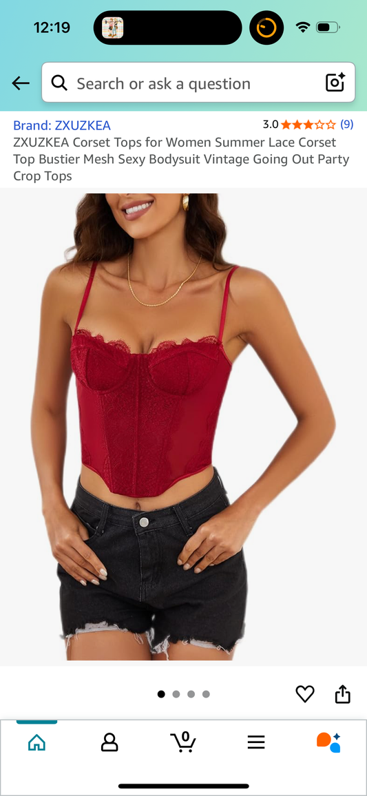Corset Top Wine Lace (Size Large)