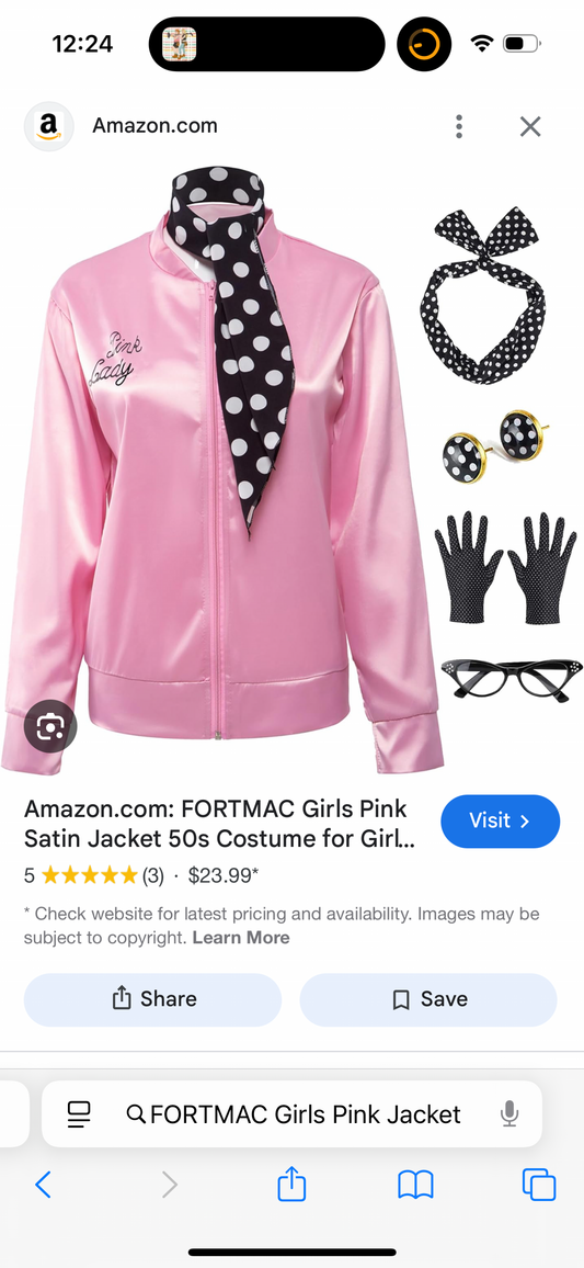 Pink Lady Young Girl Costume (Size 6-8 Years)