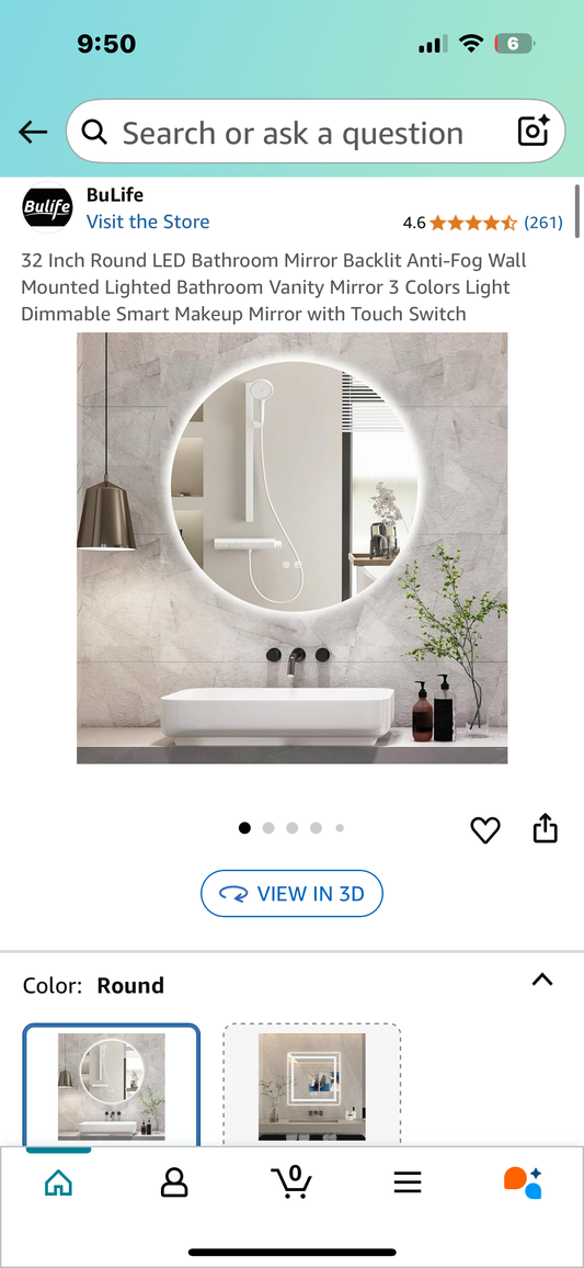 32 Inch Round LED Bathroom Mirror, Backlit Anti-Fog Wall Mounted Lighted Bathroom Vanity Mirror, 3 Colors, Dimmable with Touch Switch (B1059)