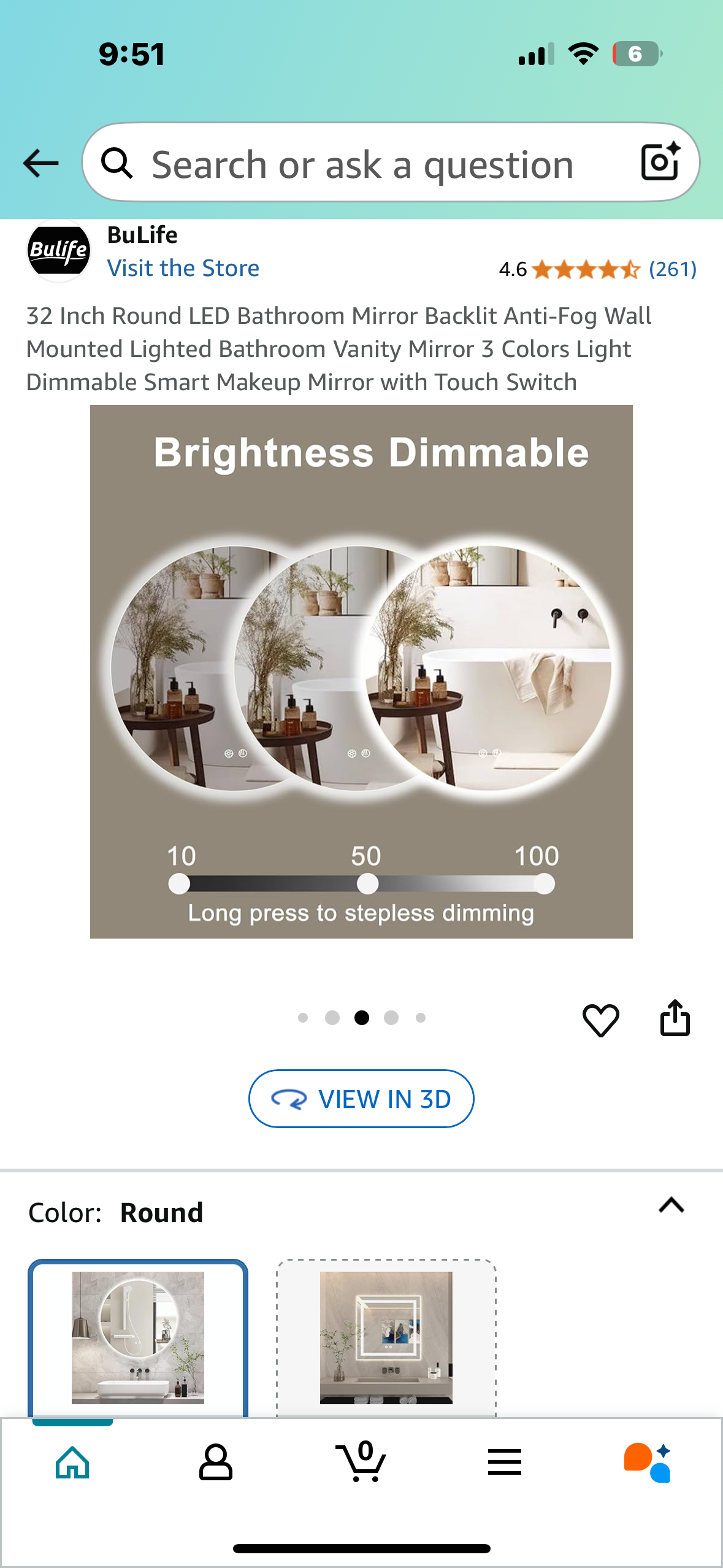 32 Inch Round LED Bathroom Mirror, Backlit Anti-Fog Wall Mounted Lighted Bathroom Vanity Mirror, 3 Colors, Dimmable with Touch Switch (B1059)