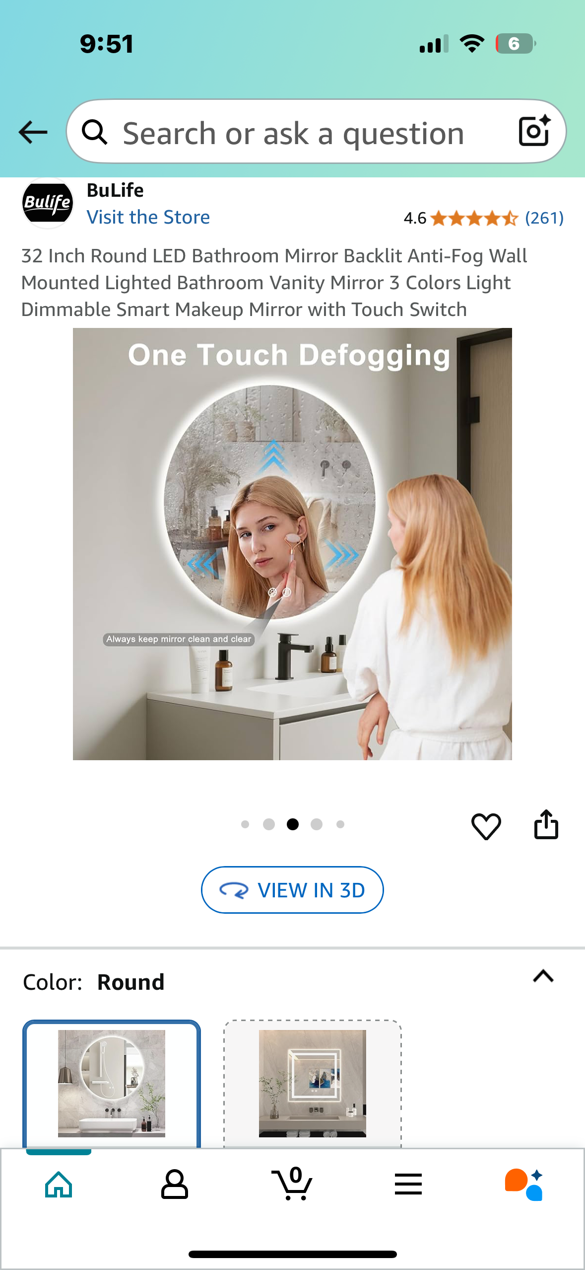 32 Inch Round LED Bathroom Mirror, Backlit Anti-Fog Wall Mounted Lighted Bathroom Vanity Mirror, 3 Colors, Dimmable with Touch Switch (B1059)