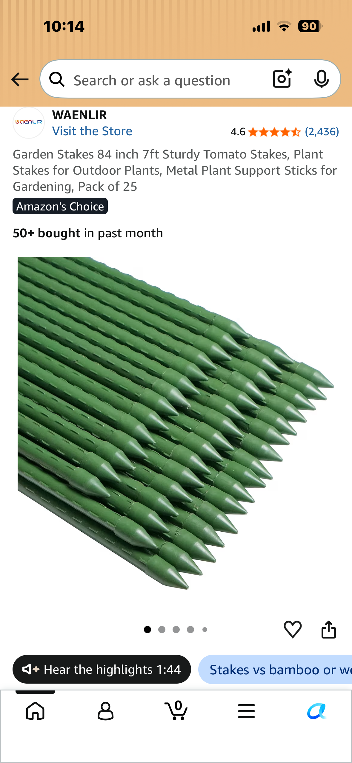 Garden Stakes 84 inch 7ft Sturdy Tomato Stakes, Plant Stakes for Outdoor Plants, Metal Plant Support Sticks for Gardening, Pack of 25