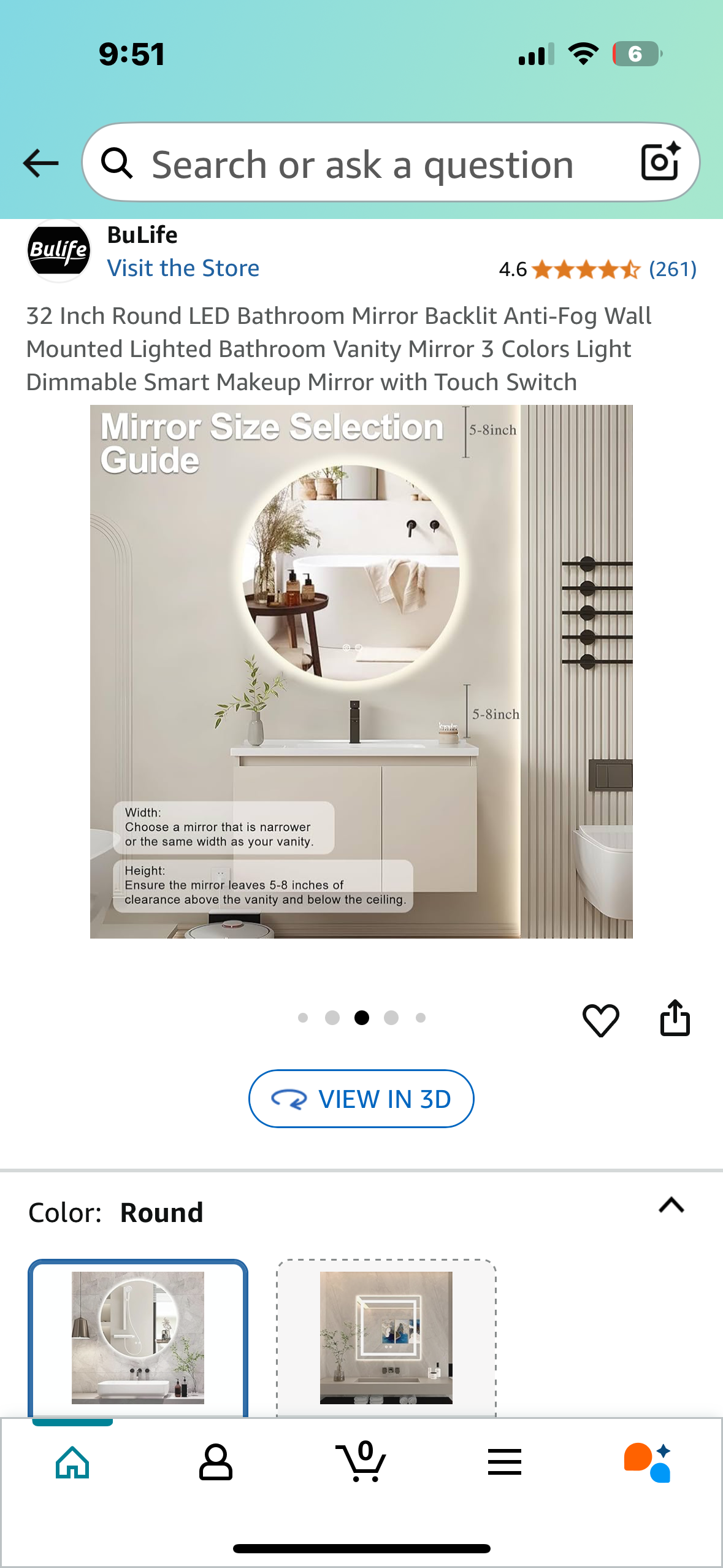 32 Inch Round LED Bathroom Mirror, Backlit Anti-Fog Wall Mounted Lighted Bathroom Vanity Mirror, 3 Colors, Dimmable with Touch Switch (B1059)