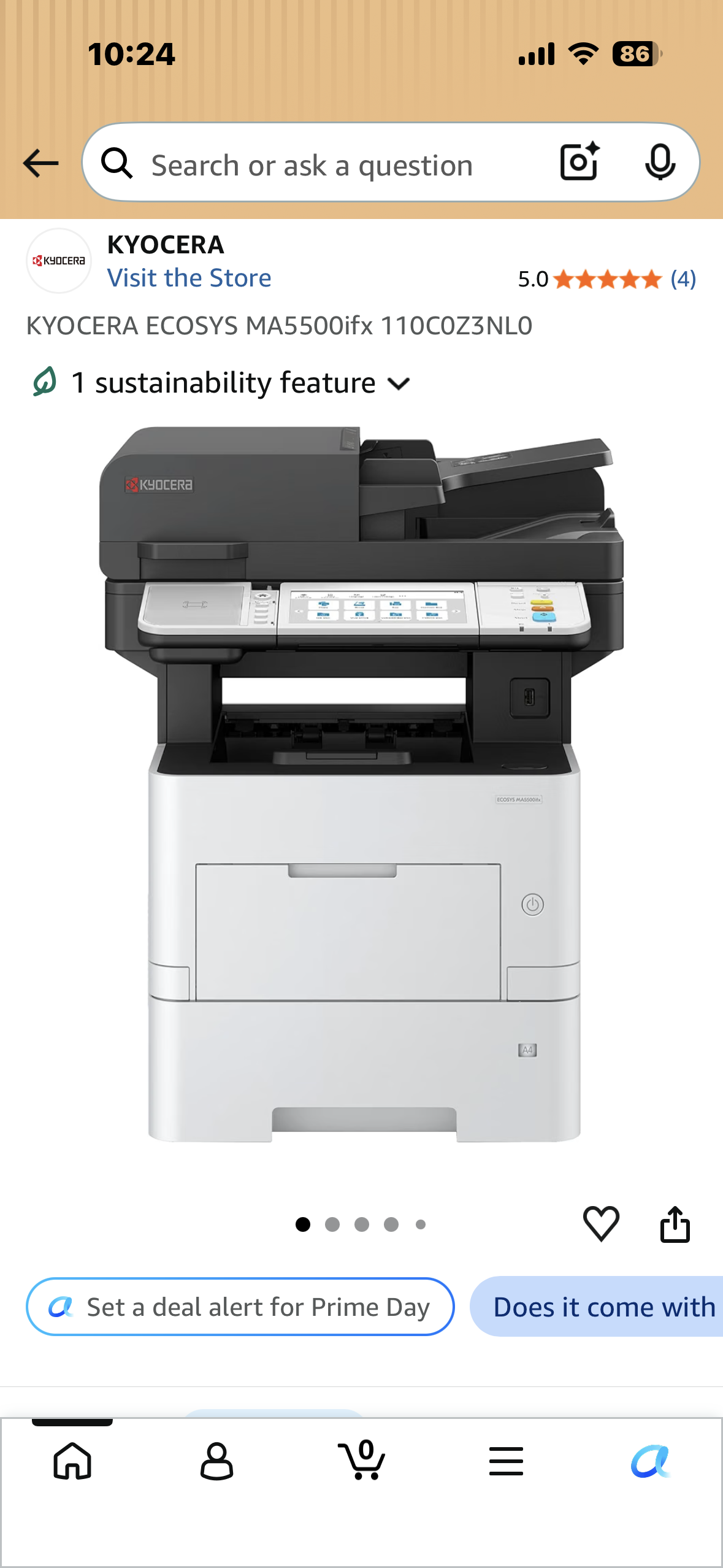 KYOCERA ECOSYS MA5500ifx Business Monochrome Multifunction Laser Printer, Copier, Fax