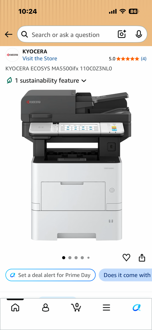 KYOCERA ECOSYS MA5500ifx Business Monochrome Multifunction Laser Printer, Copier, Fax