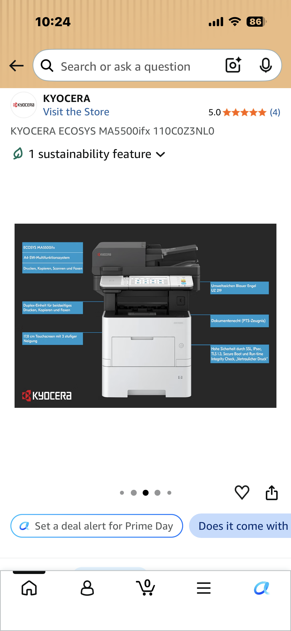 KYOCERA ECOSYS MA5500ifx Business Monochrome Multifunction Laser Printer, Copier, Fax