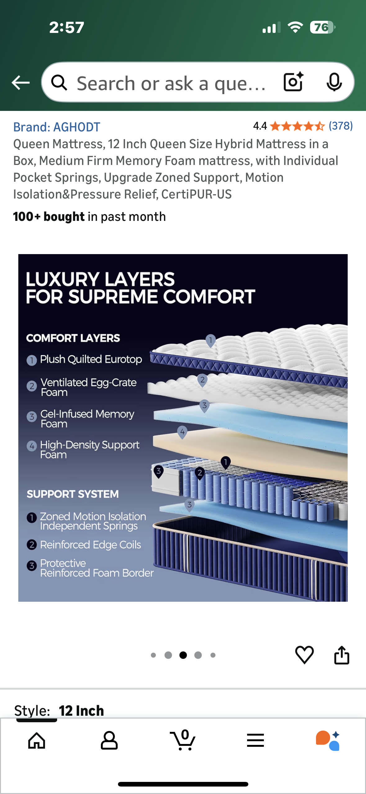 Queen Size Hybrid Mattress, 12” (B1145)