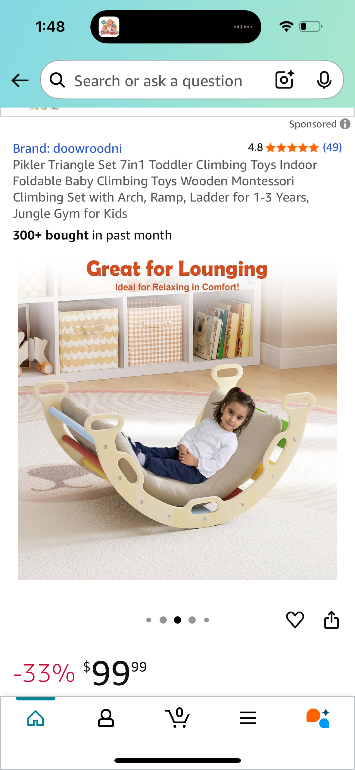 Pikler Triangle Set 7in1 Toddler Climbing Toys Indoor Foldable Baby Climbing Toys Wooden Montessori Climbing Set with Arch, Ramp, Ladder for 1-3 Years, Jungle Gym for Kids
