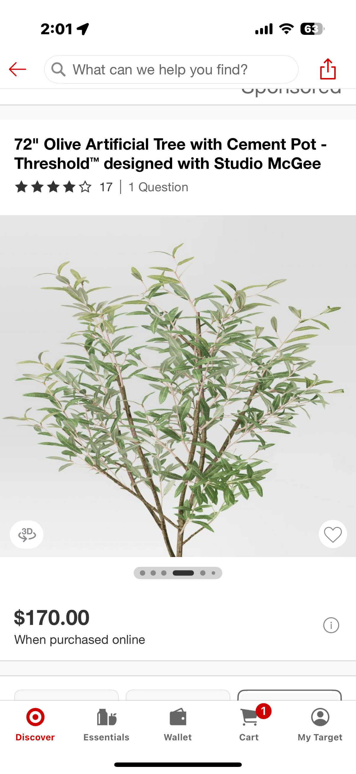 72" Olive Artificial Tree with Cement Pot - Threshold™ designed with Studio McGee