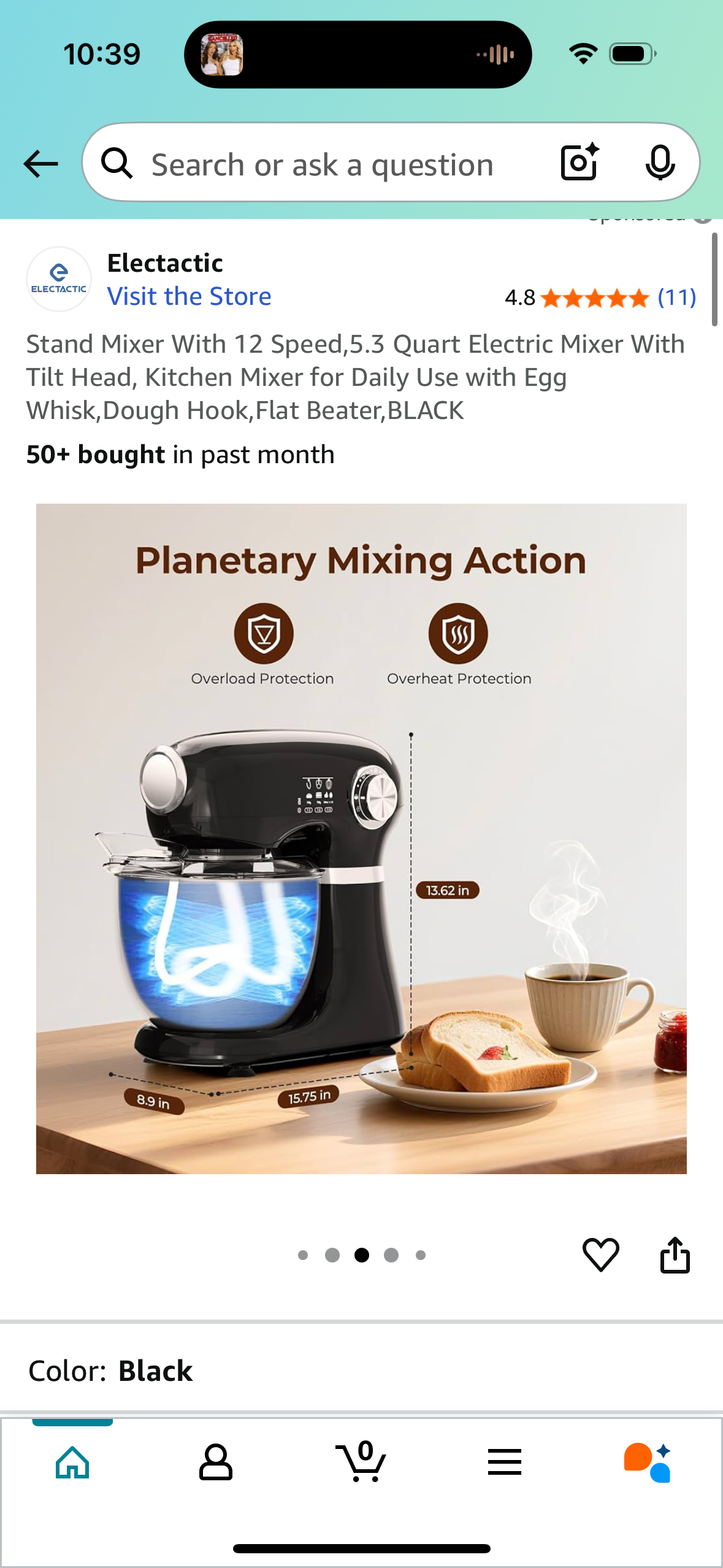Stand Mixer With 12 Speed,5.3 Quart Electric Mixer With Tilt Head, Kitchen Mixer for Daily Use with Egg Whisk,Dough Hook,Flat Beater,BLACK