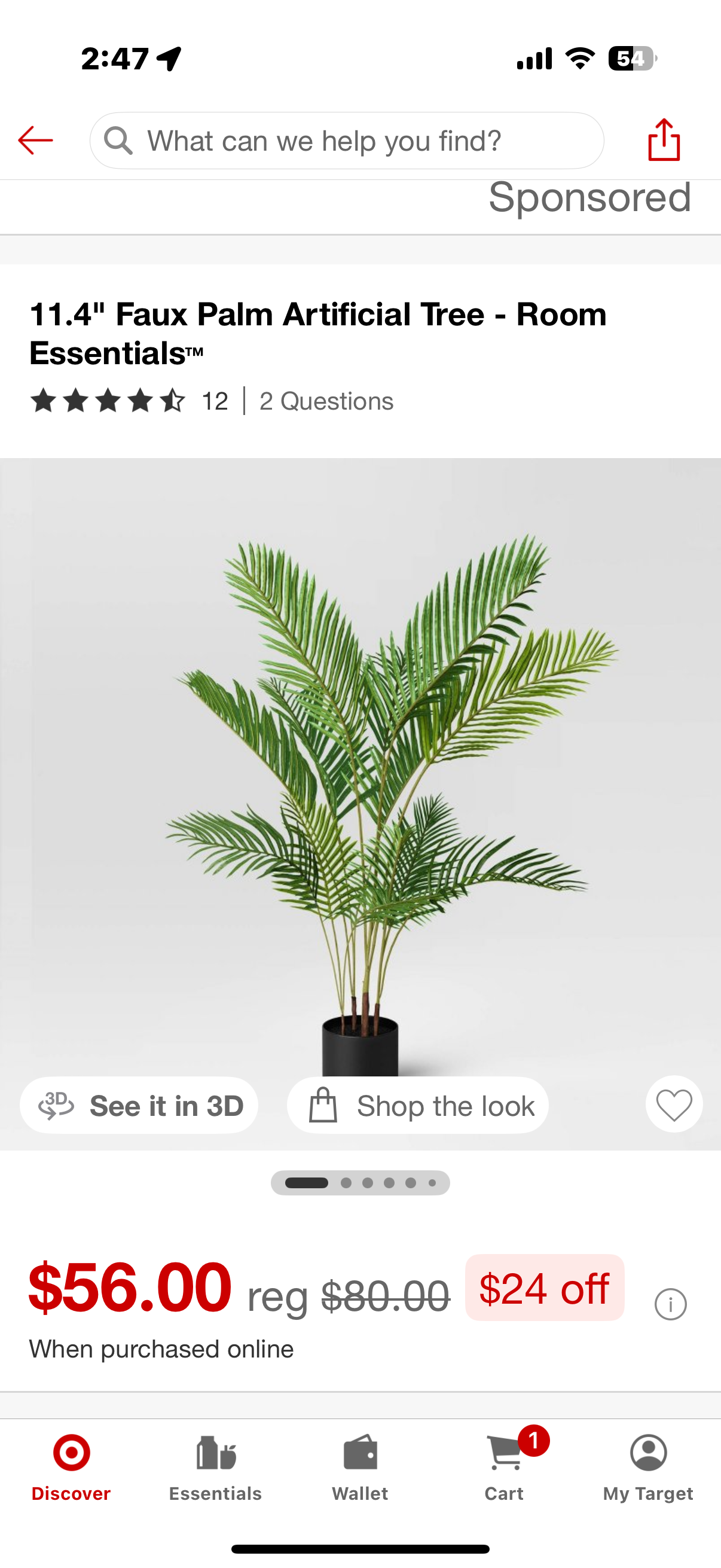 11.4" Faux Palm Artificial Tree - Room Essentials™