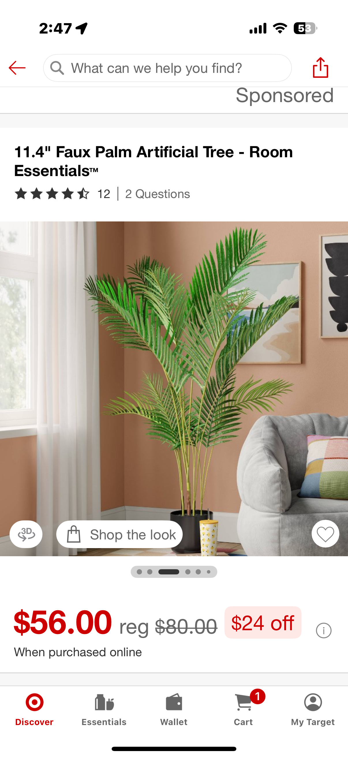11.4" Faux Palm Artificial Tree - Room Essentials™