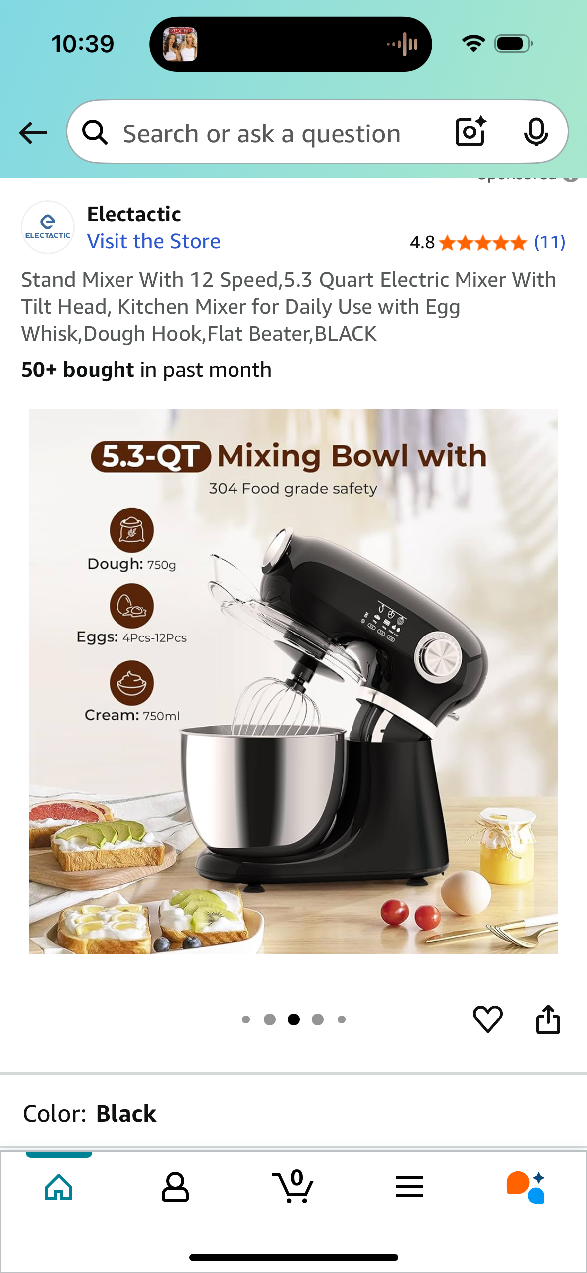 Stand Mixer With 12 Speed,5.3 Quart Electric Mixer With Tilt Head, Kitchen Mixer for Daily Use with Egg Whisk,Dough Hook,Flat Beater,BLACK