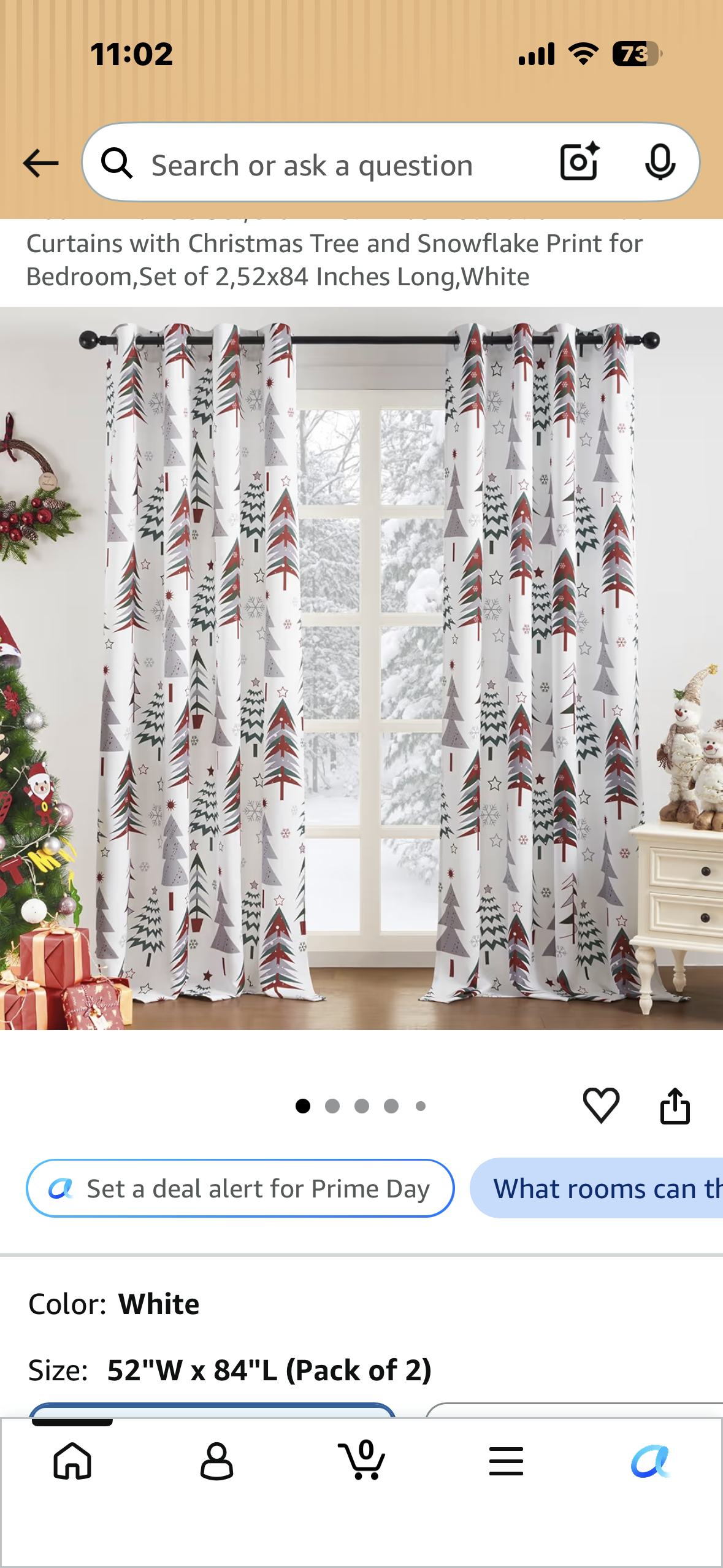 Christmas Curtains 84” L x 53” W for Living Room , Bedroom, 2 Panels Set, Grommet Xmas Decoration Window Curtains with Christmas Tree Print