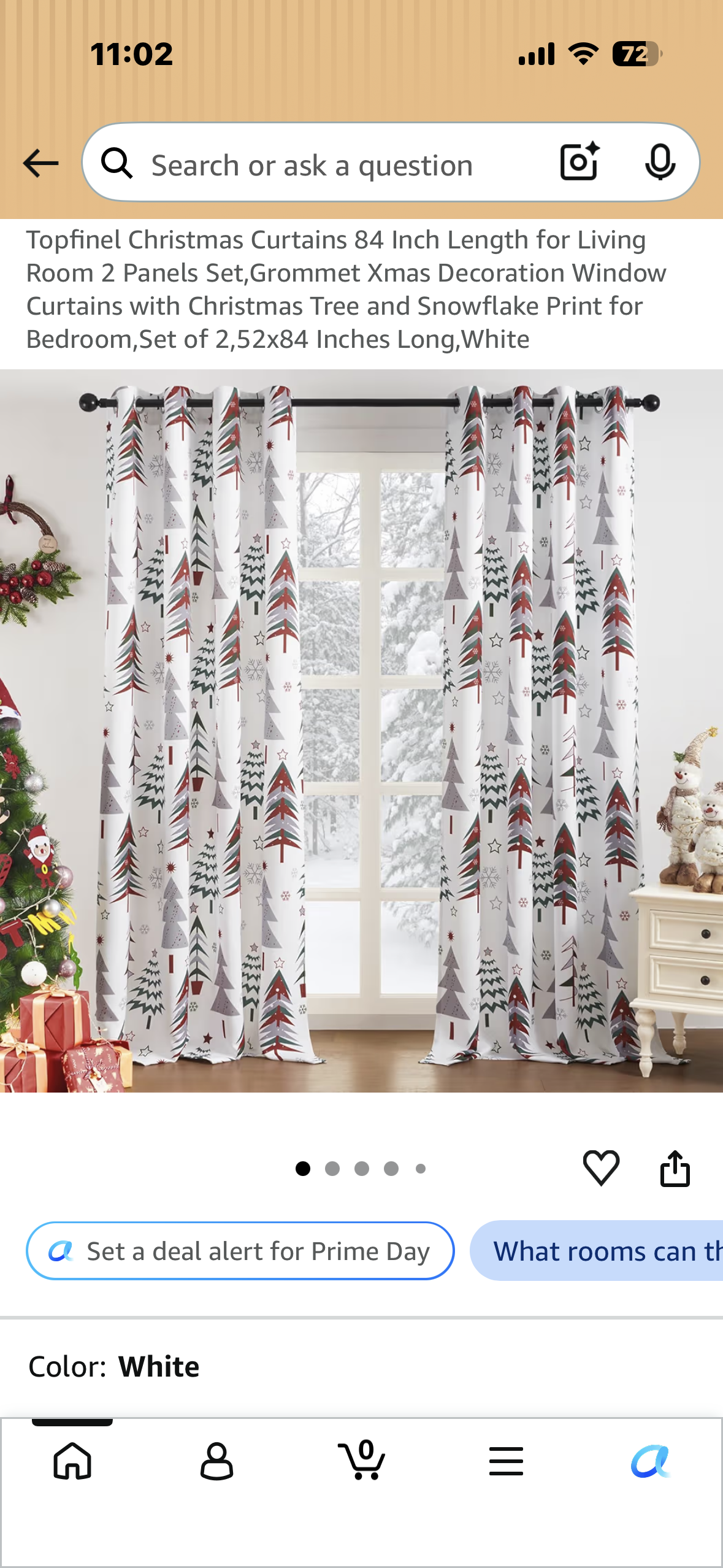 Christmas Curtains 84” L x 53” W for Living Room , Bedroom, 2 Panels Set, Grommet Xmas Decoration Window Curtains with Christmas Tree Print