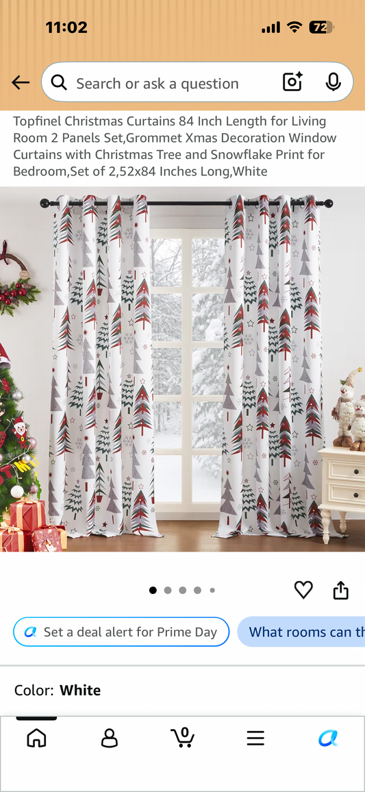 Christmas Curtains 84” L x 53” W for Living Room , Bedroom, 2 Panels Set, Grommet Xmas Decoration Window Curtains with Christmas Tree Print
