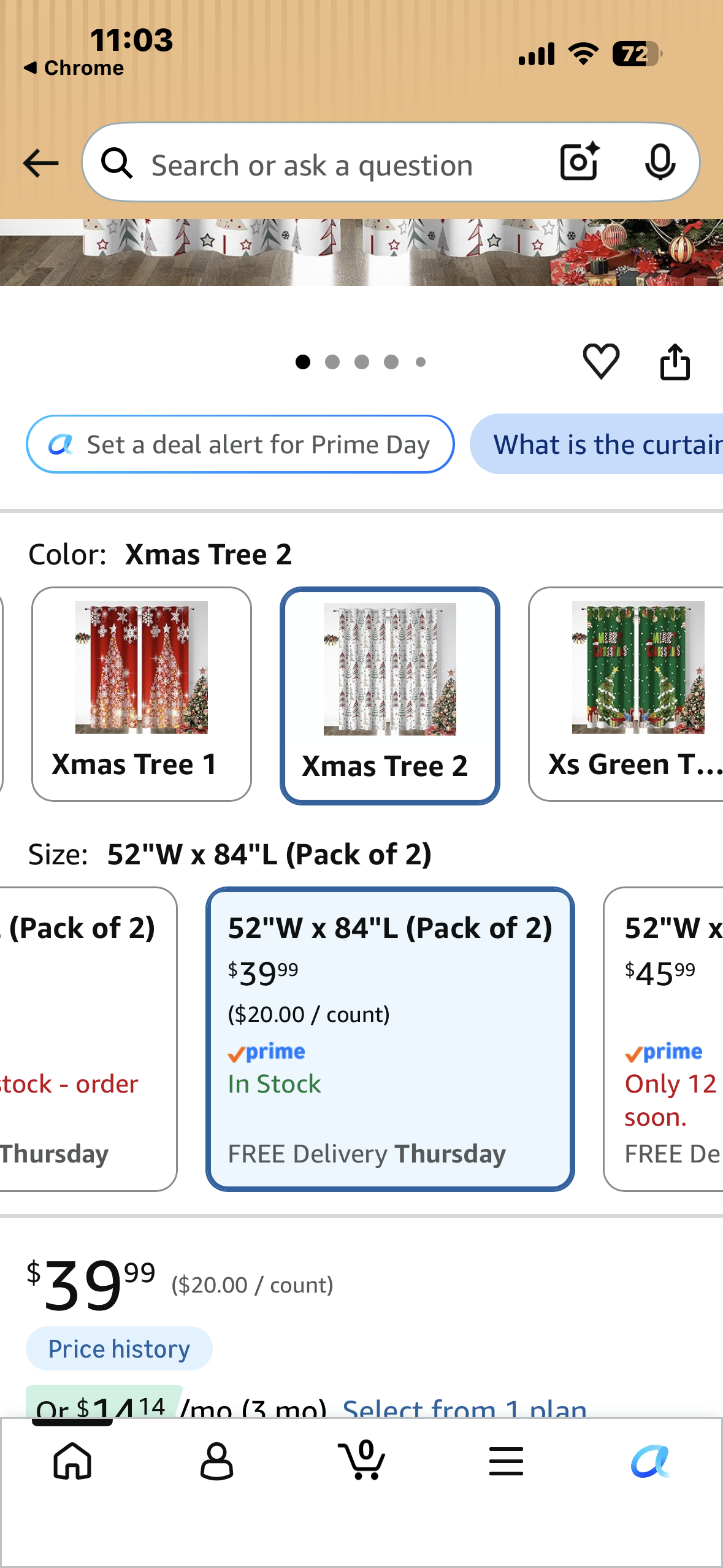 Christmas Curtains 84” L x 53” W for Living Room , Bedroom, 2 Panels Set, Grommet Xmas Decoration Window Curtains with Christmas Tree Print