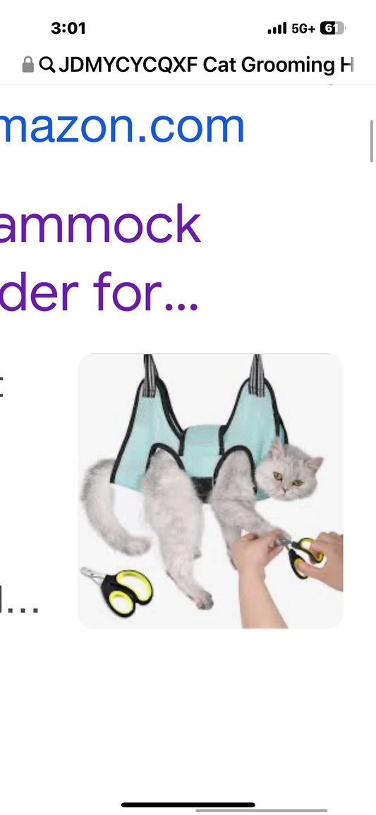 JDMYCYCQXF Cat Grooming Hammock Harness, Cat Holder for Grooming with Cat Nail Clippers/Trimmer,Nail File (Size:XS)