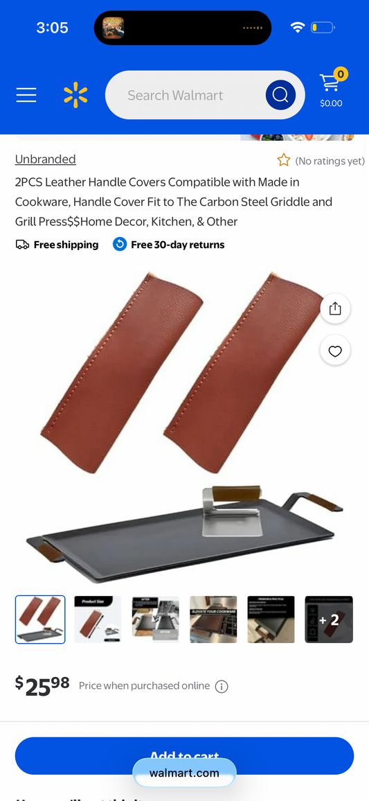 2PCS Leather Handle Covers Compatible with Made in Cookware, Handle Cover Fit to The Carbon Steel Griddle and Grill Press Home Decor, Kitchen, & Other