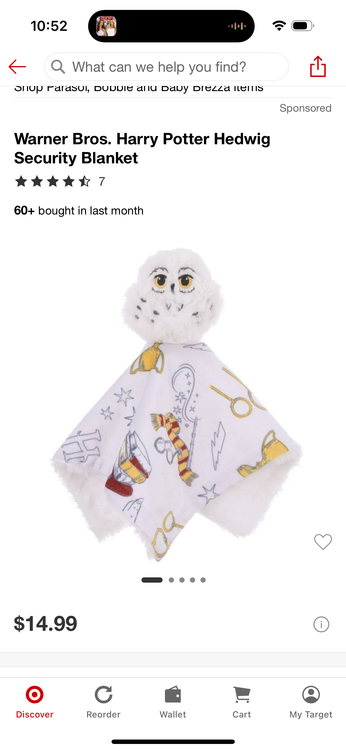 Warner Bros. Harry Potter Hedwig Security Blanket