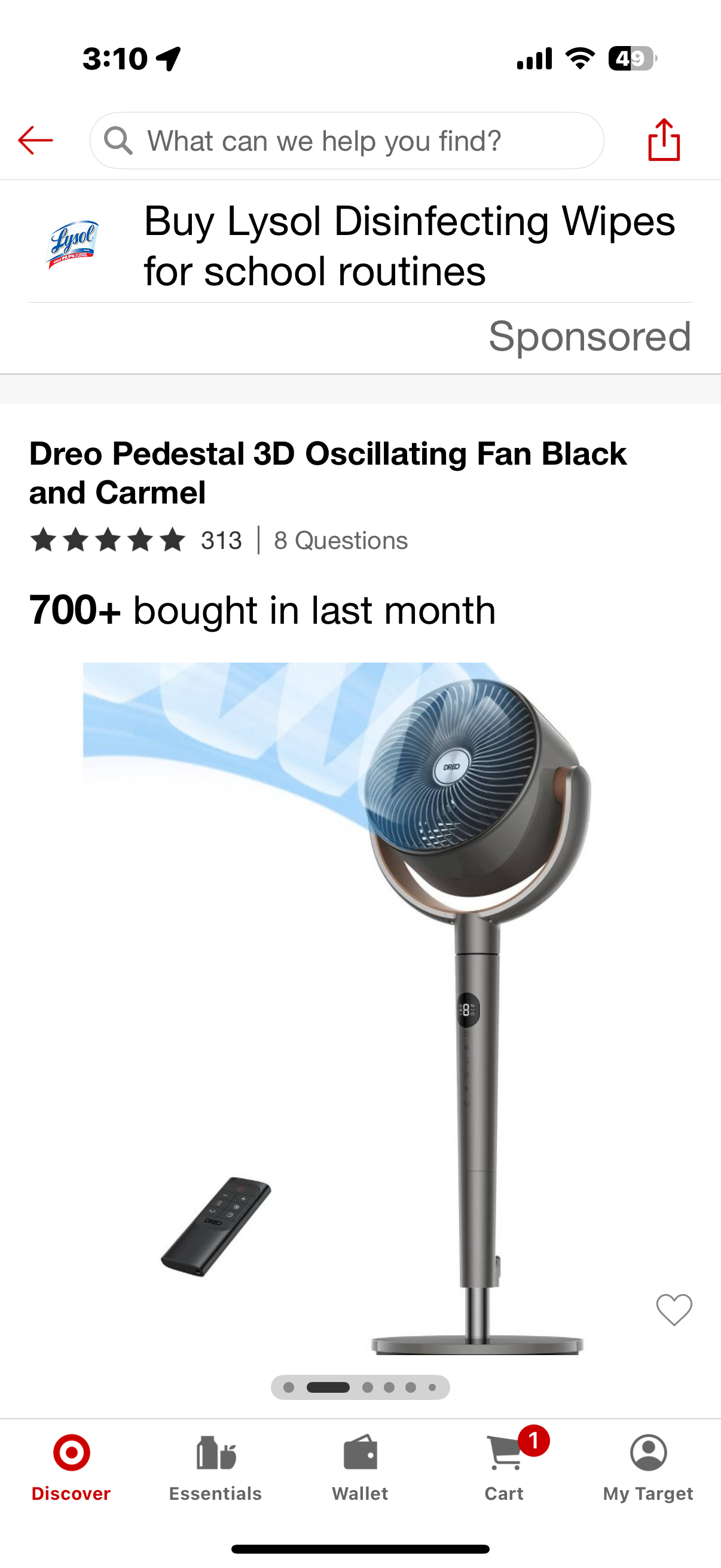 Dreo Pedestal 3D Oscillating Fan Black and Carmel