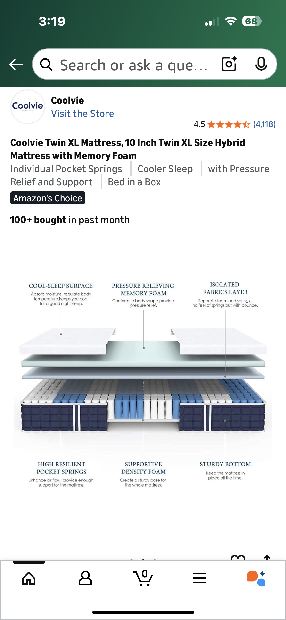 Twin XL Size Hybrid Mattress (B1146)
