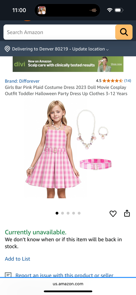 Barbie Movie Girls Costume (Size 3-12 Years)