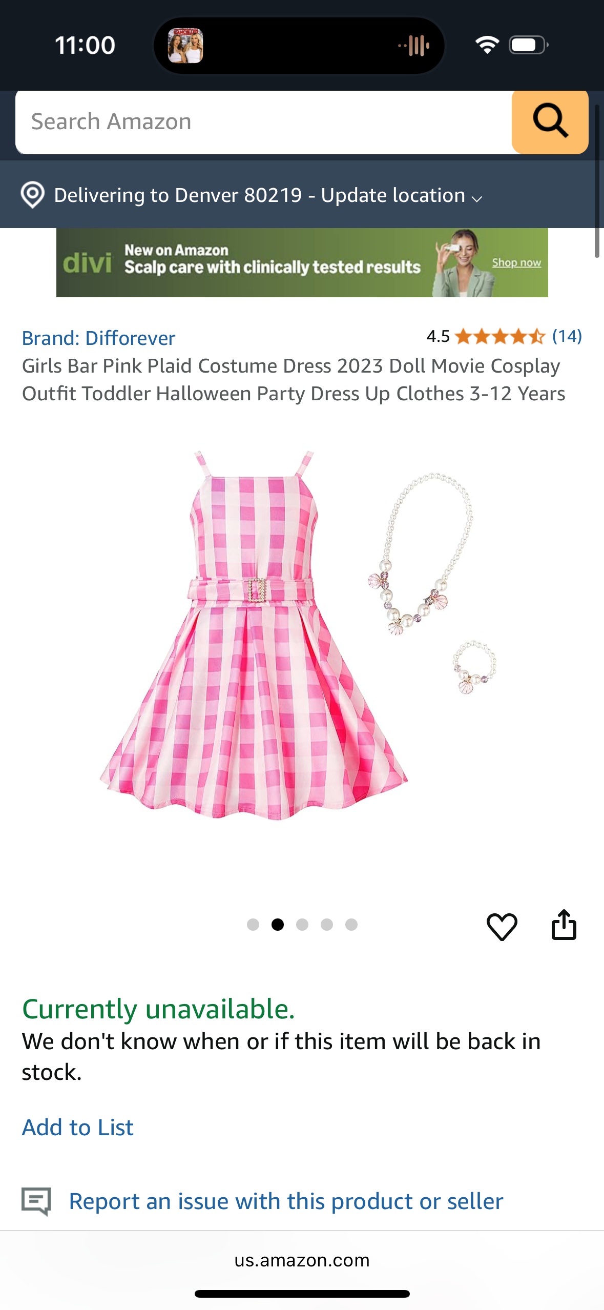Barbie Movie Girls Costume (Size 3-12 Years)