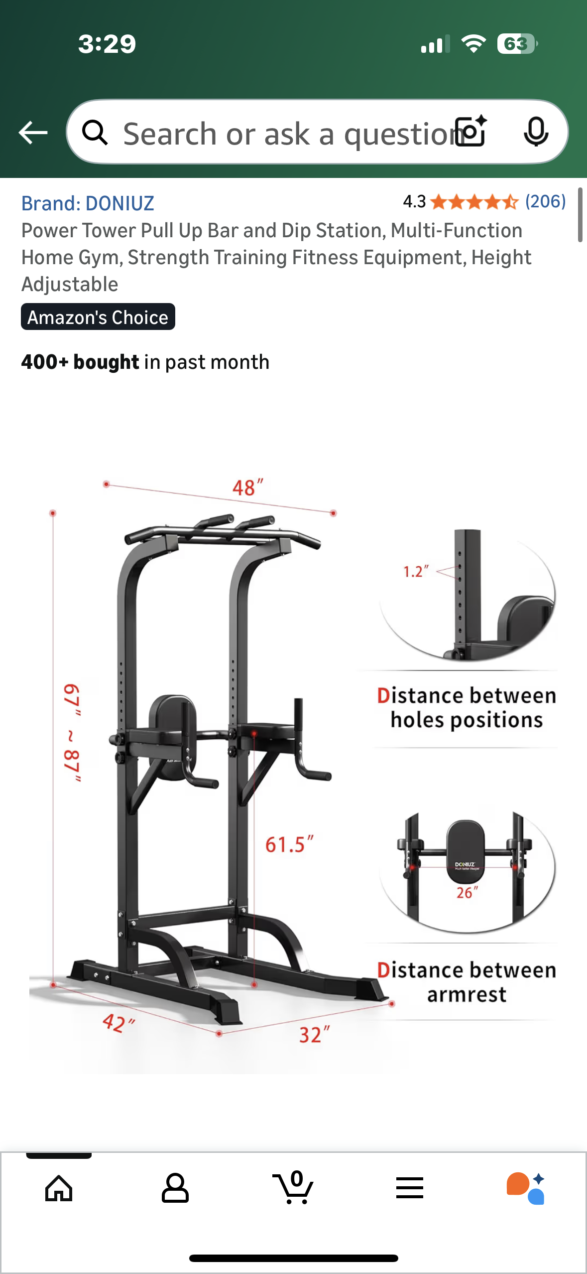 Power Tower Pull Up Bar and Dip Station, Multi-Function Home Gym, Strength Training Fitness Equipment, Height Adjustable (W550)