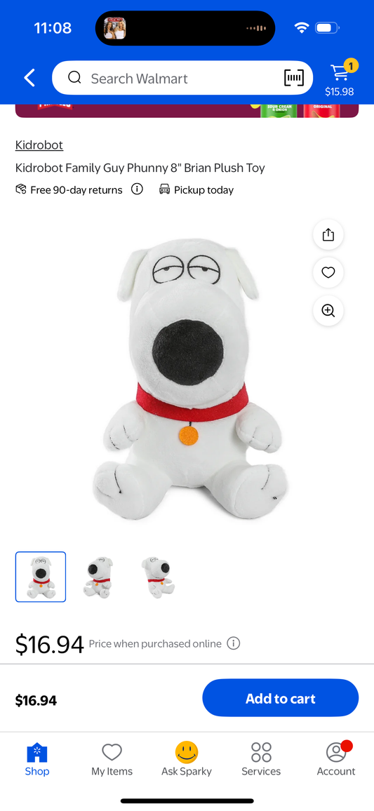 Kidrobot Family Guy Phunny 8" Brian Plush Toy