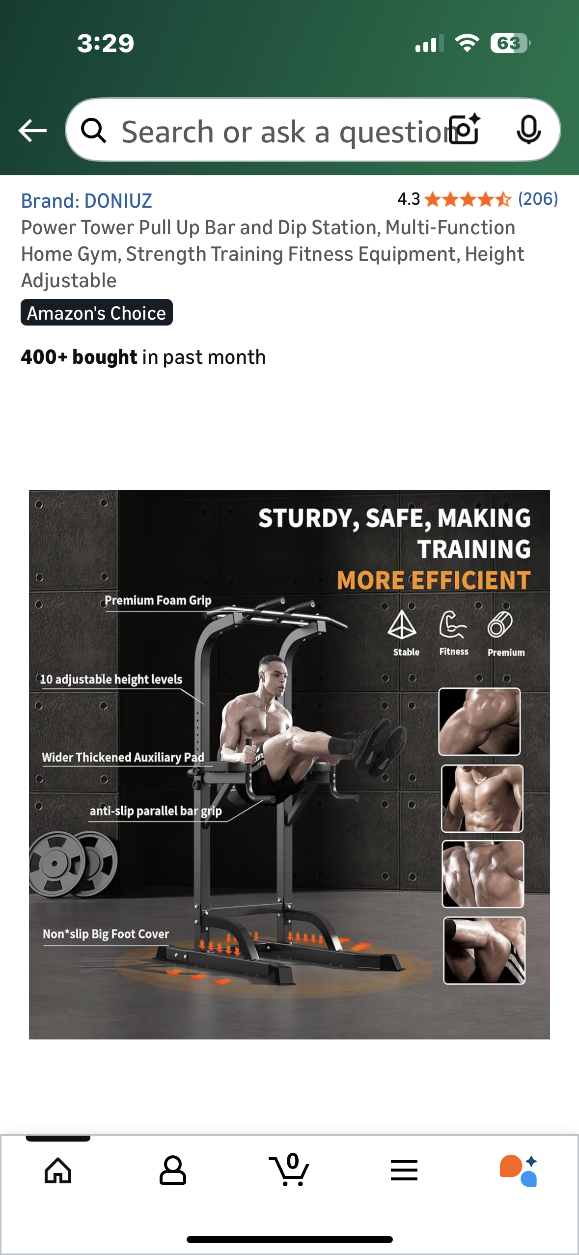 Power Tower Pull Up Bar and Dip Station, Multi-Function Home Gym, Strength Training Fitness Equipment, Height Adjustable (W550)