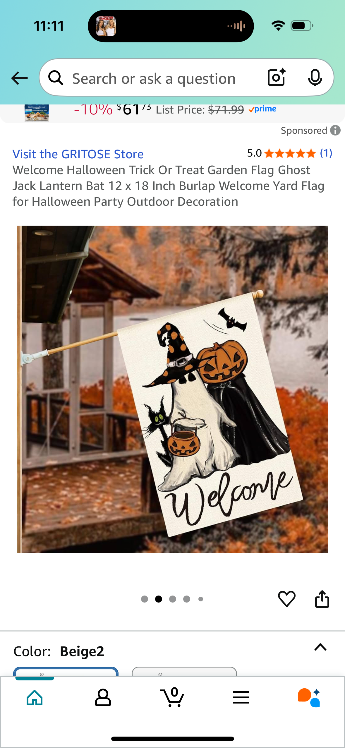 Welcome Halloween Trick Or Treat Garden Flag Ghost Jack Lantern Bat 12 x 18 Inch Burlap Welcome Yard Flag for Halloween Party Outdoor Decoration