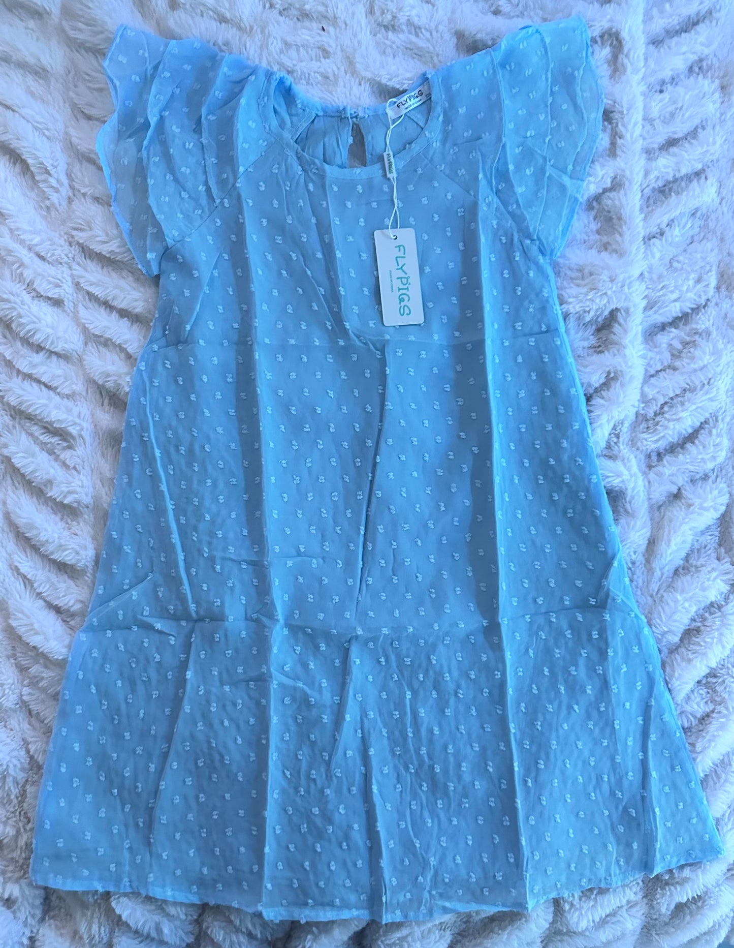 Toddler Girls Ruffle Dress, Swiss Dots Flowy Pleated Party (Size 5T)