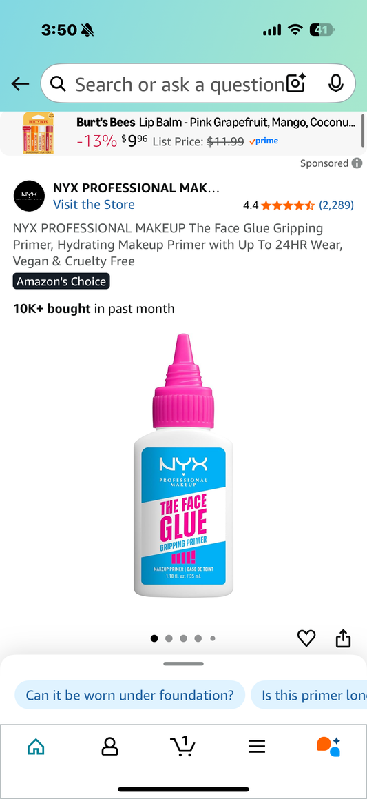 NYX PROFESSIONAL MAKEUP The Face Glue Gripping Primer, Hydrating Makeup Primer with Up To 24HR Wear, Vegan & Cruelty Free Mo
