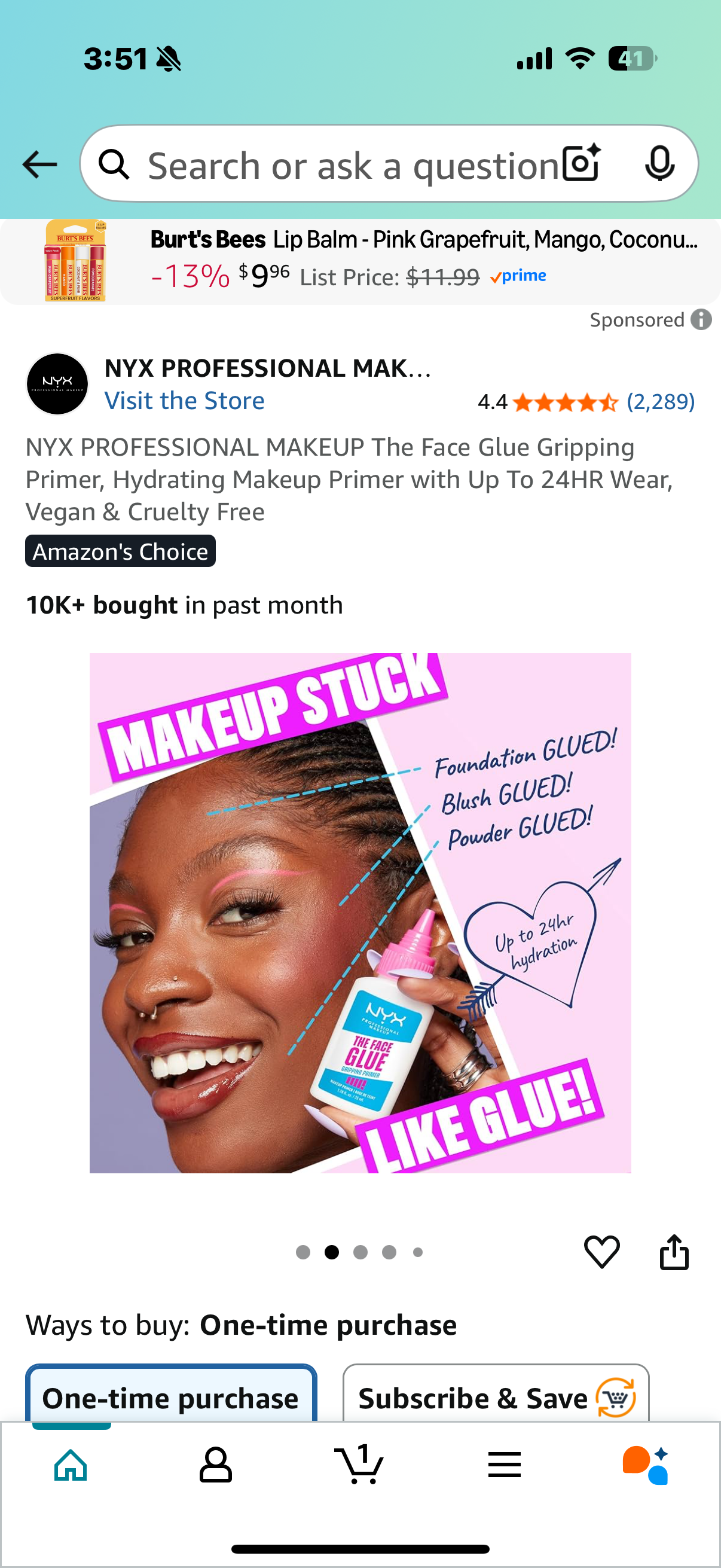 NYX PROFESSIONAL MAKEUP The Face Glue Gripping Primer, Hydrating Makeup Primer with Up To 24HR Wear, Vegan & Cruelty Free Mo