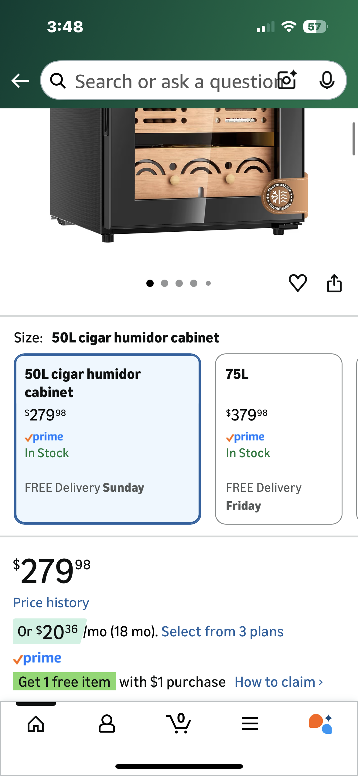 FANKAI Electric Humidor Cigar Cabinet with Temperature & Humidity Control System, 50L Cooling Cigar Fridge up to 300 Count, Cedar Wood Shelves,Digital LED Screen, Fingerprint Safety Lock (R751)
